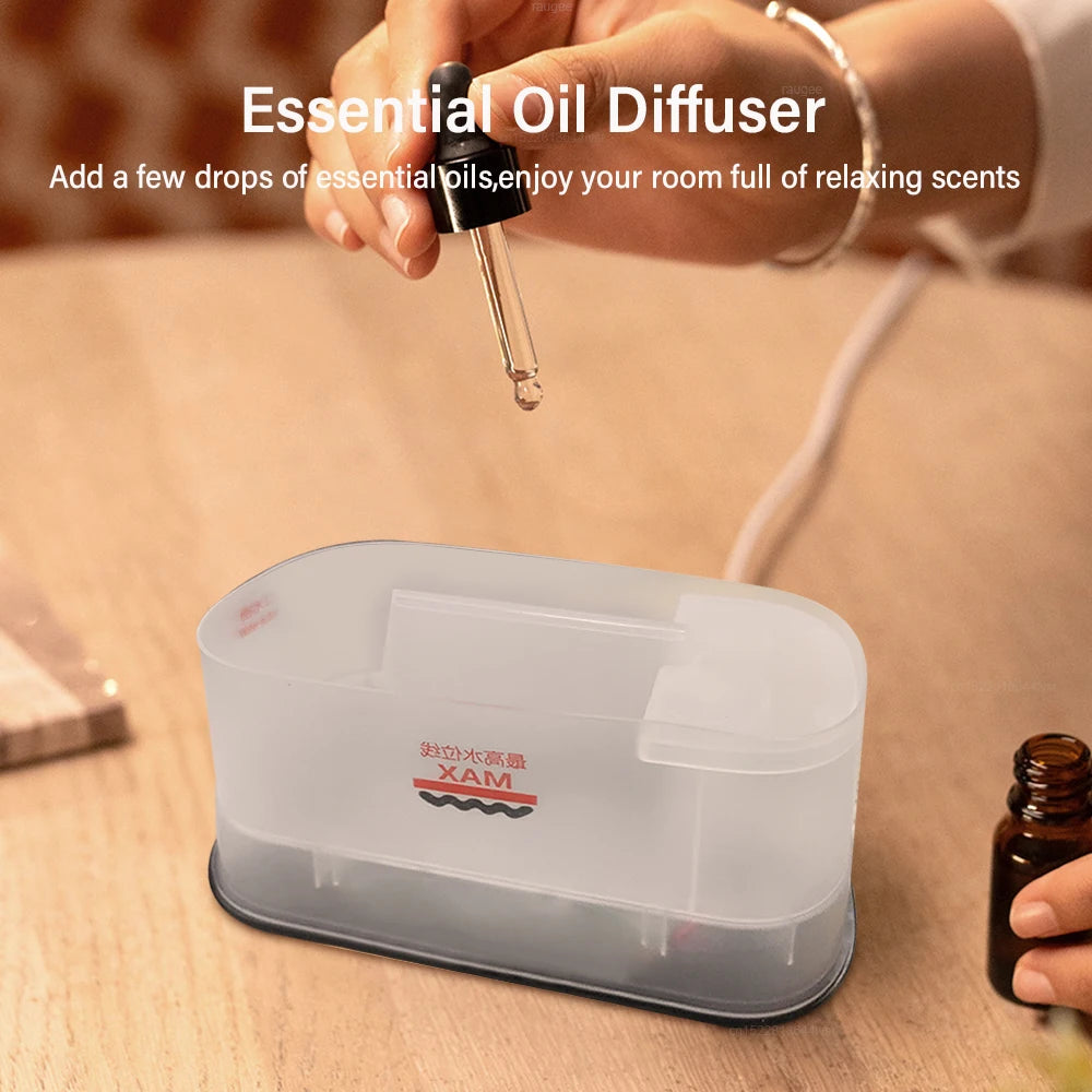 Mini aroma luftfukter/diffuser med flammesimulerende LED nattlys